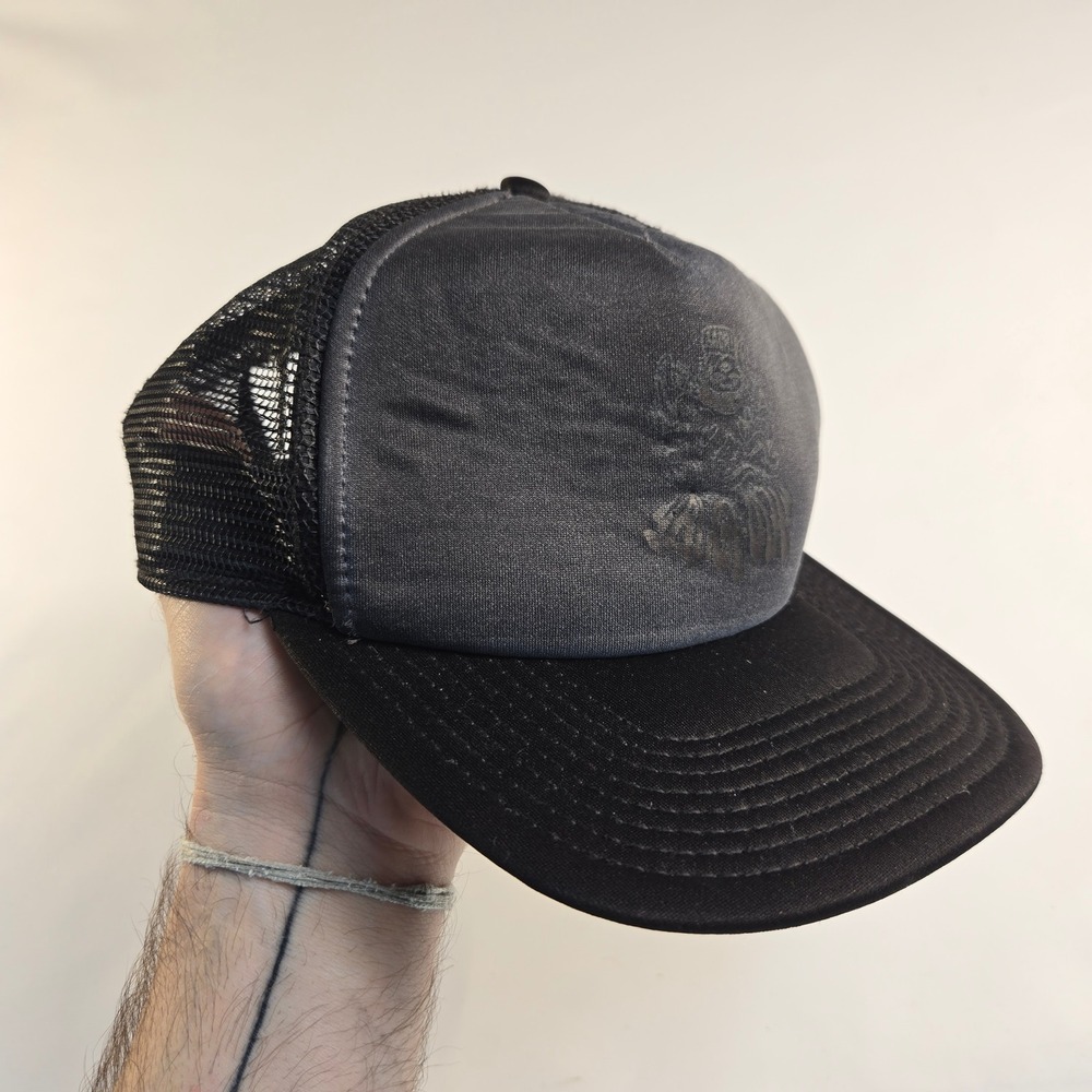 VTG Otto Blot Out Trucker‎ Mesh Hat Black on Black Tattoo Guy monochrome Printed